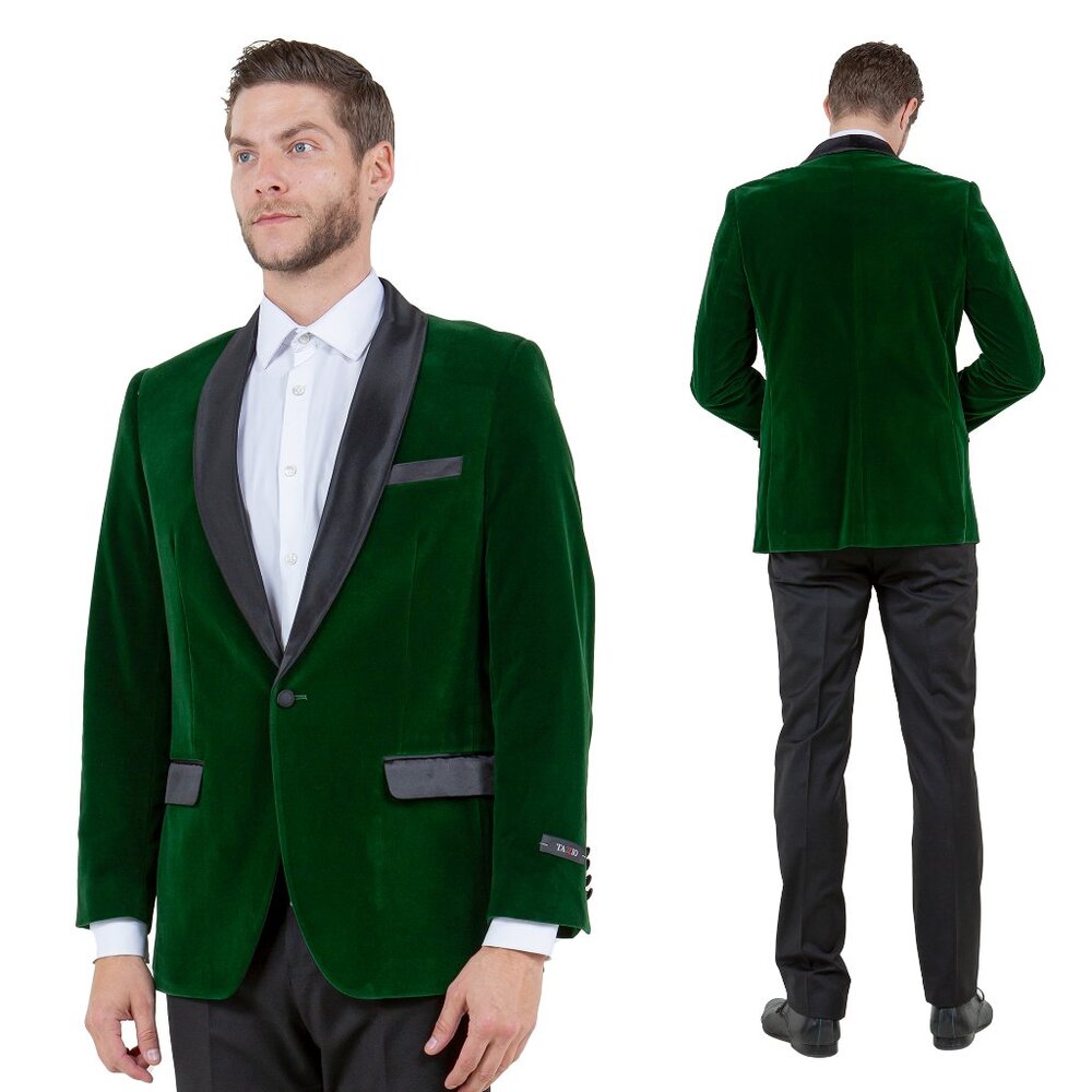 Slim Fit Velvet Blazer Only by Tazzio, Green